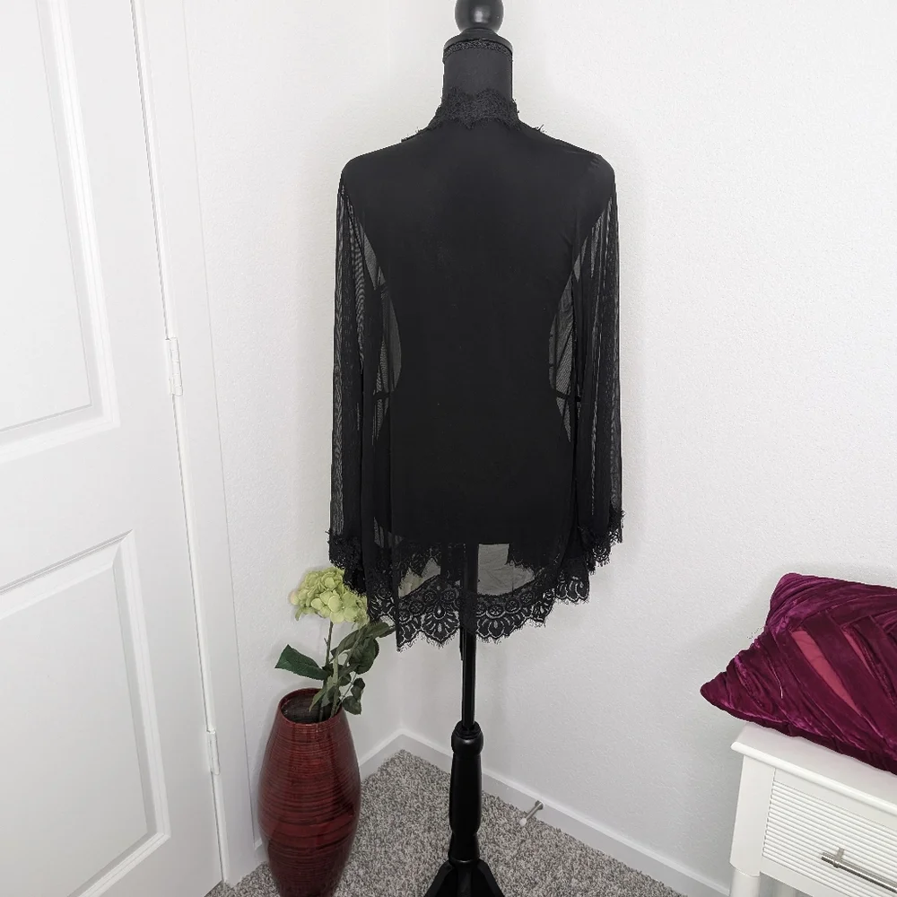 💘 NEW OH LA LA CHERI eyelash lace robe in black - Picture 3 of 6